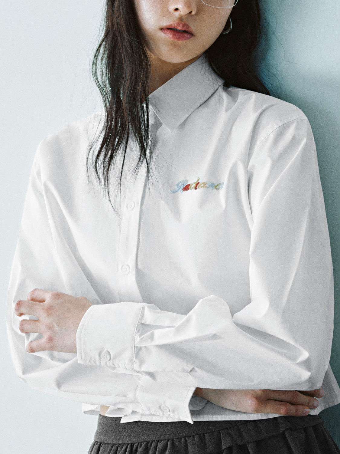 Cropped Button Up Long Sleeve Shirts