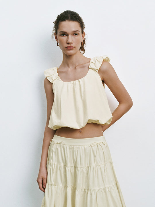 Wide Strap Ruffle Tops
