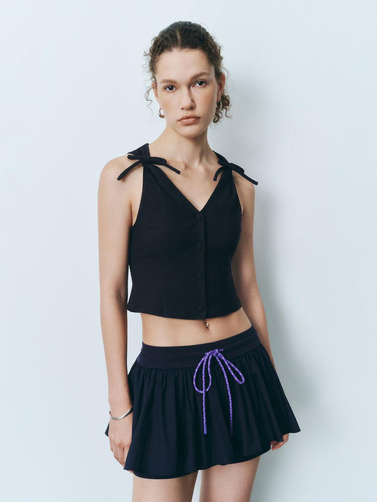 V-Neck Bow Décor Blouses