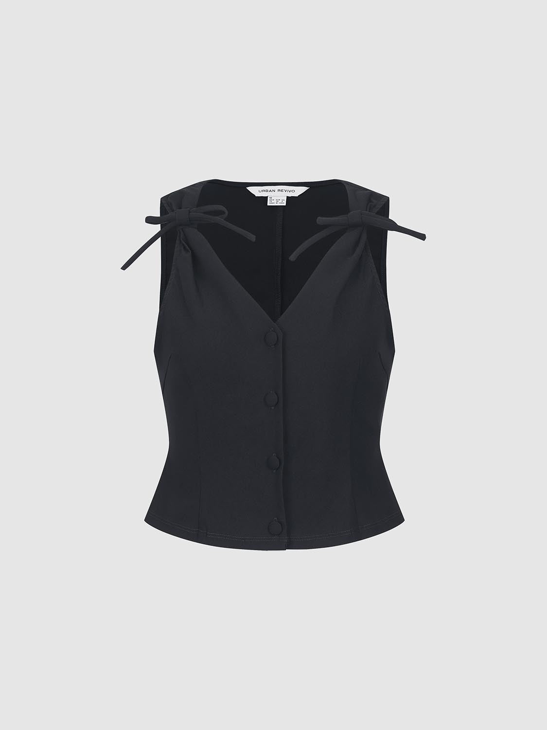 V-Neck Bow Décor Blouses