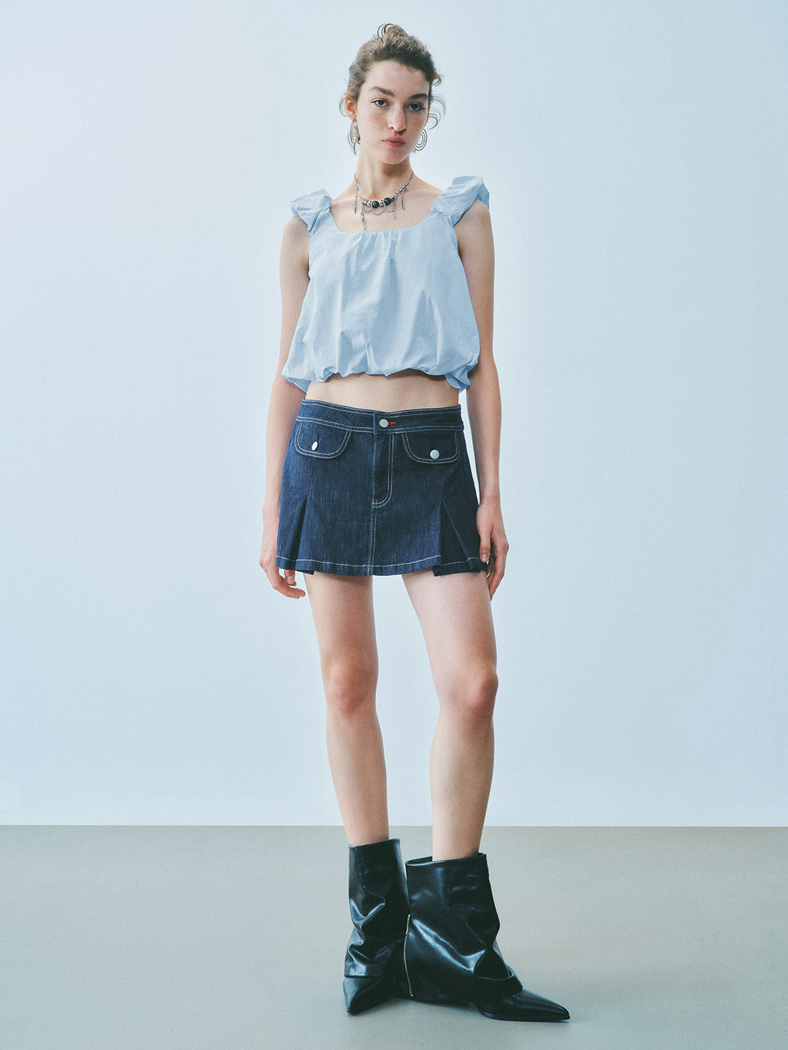 Cropped Wide Strap Tops