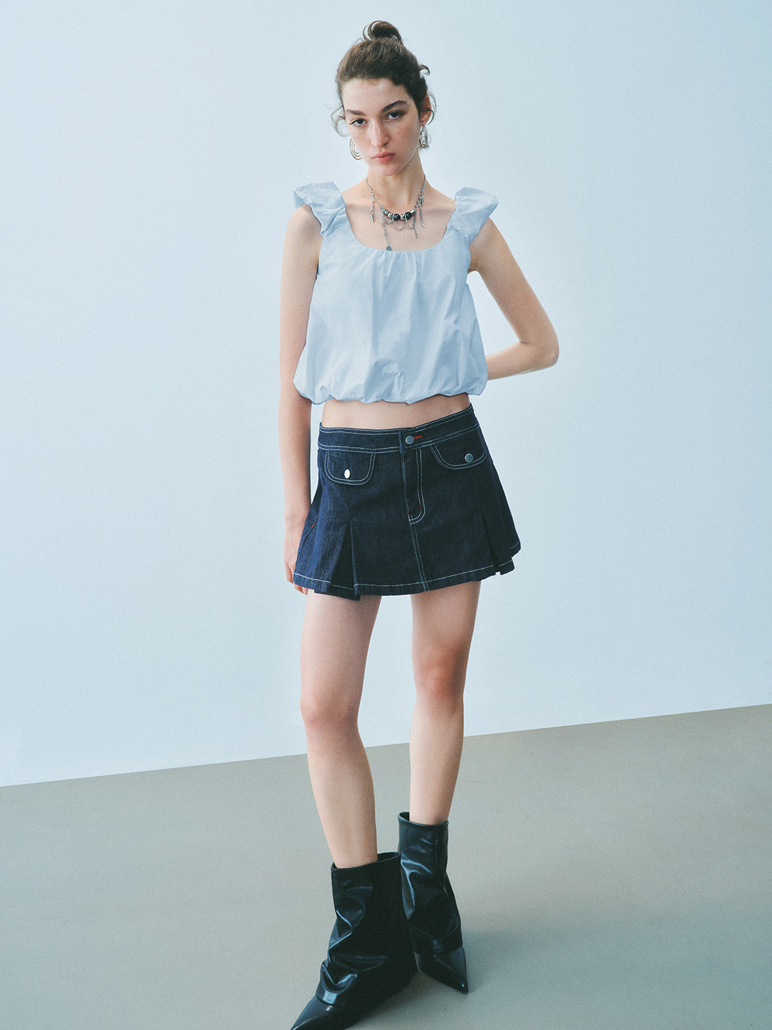 Cropped Wide Strap Tops