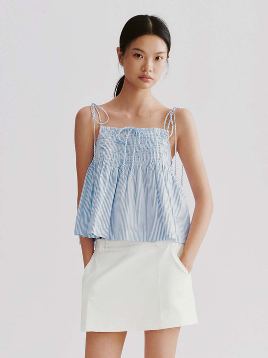 Strappy Shirring Detail Cami Tops