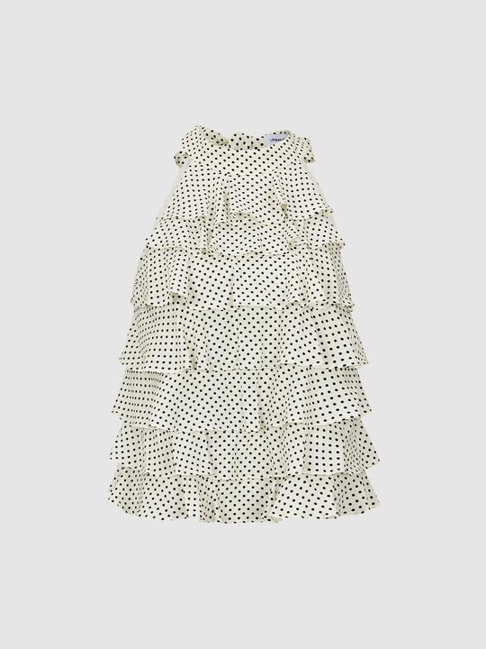 Halter Neck Tiered Ruffle Cami Tops