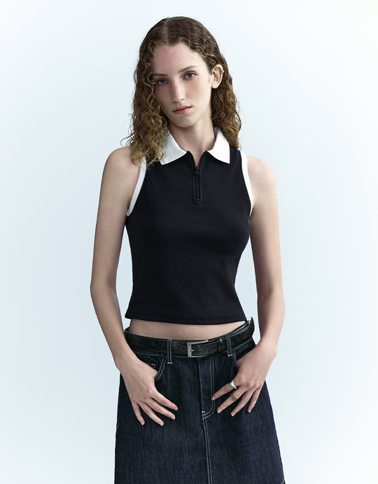 Sleeveless Skinny Polo Shirt