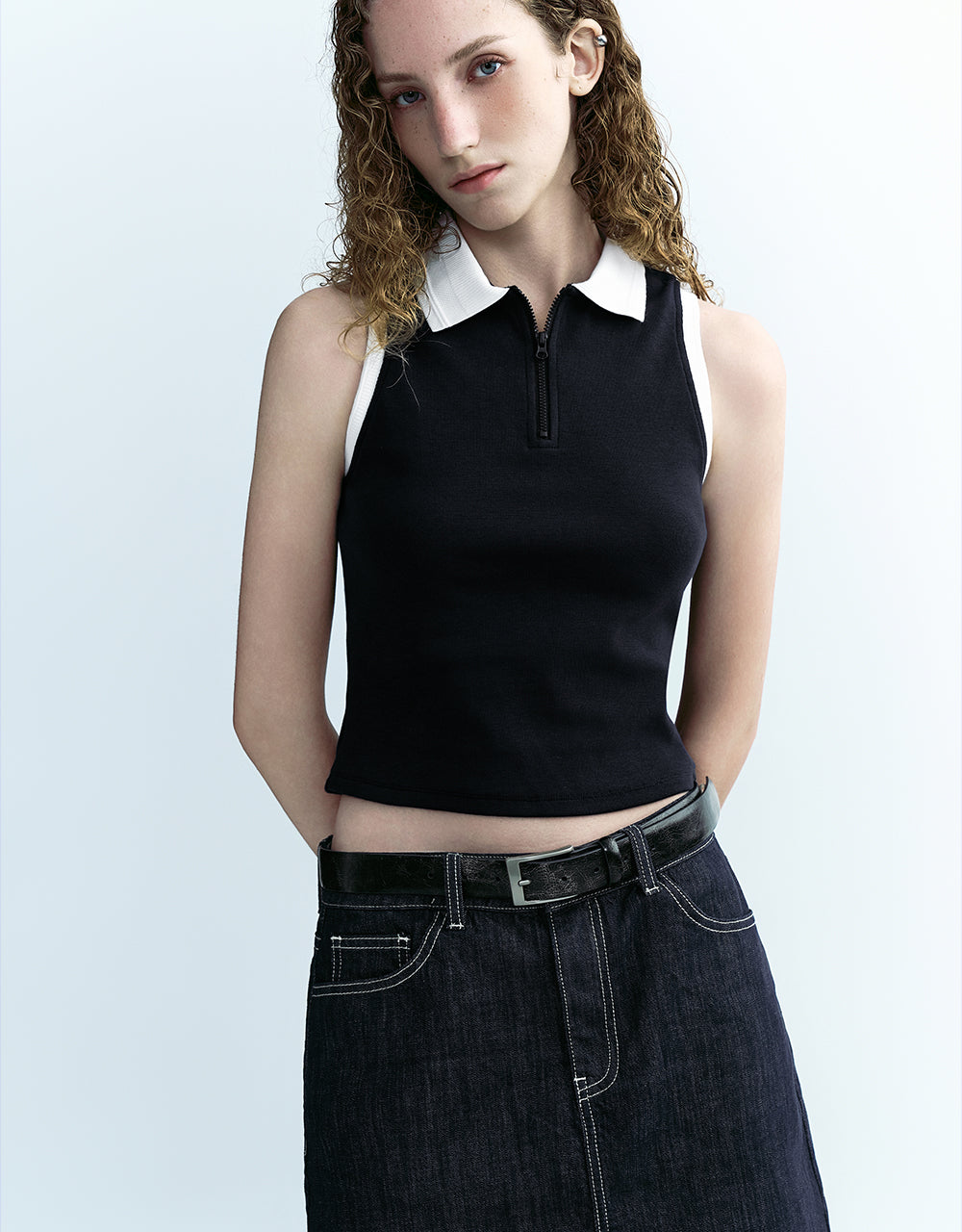 Sleeveless Skinny Polo Shirt
