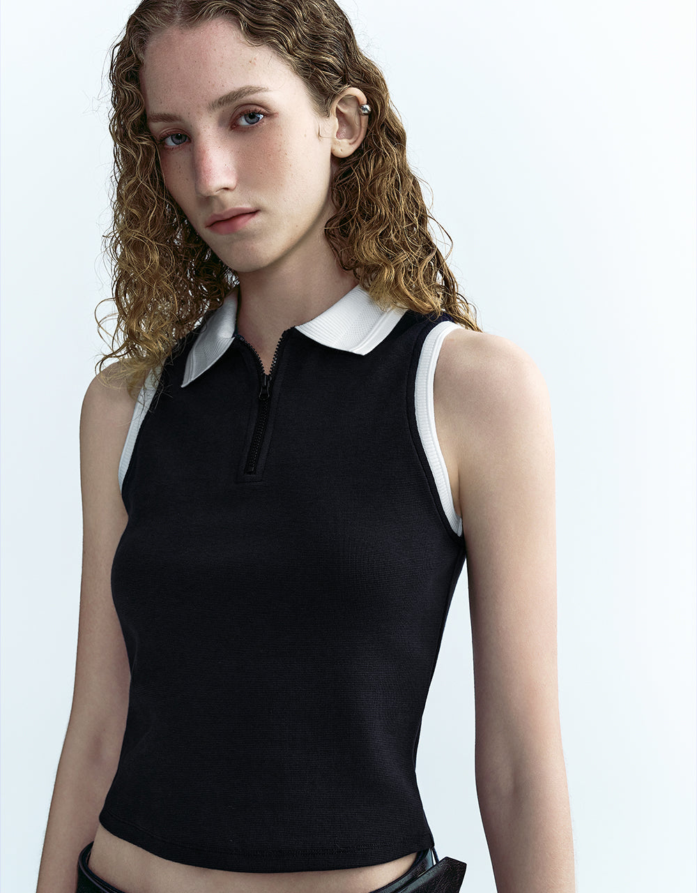 Sleeveless Skinny Polo Shirt