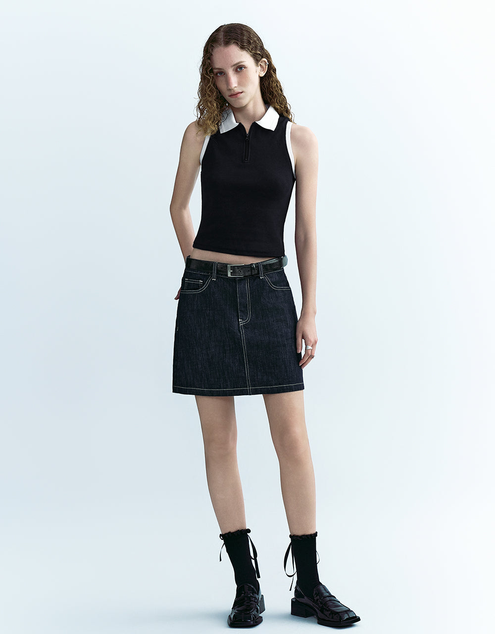 Sleeveless Skinny Polo Shirt