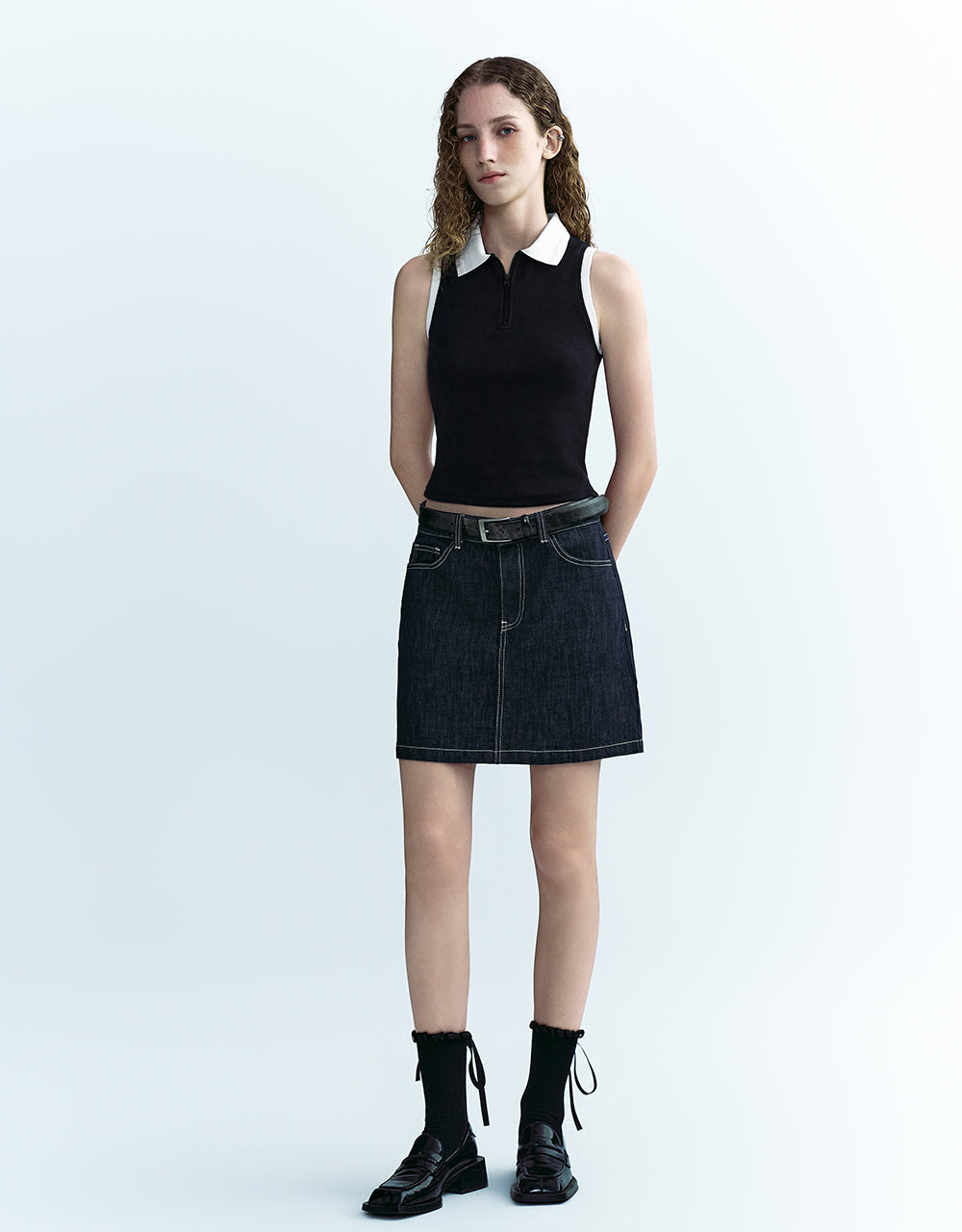Sleeveless Skinny Polo Shirt
