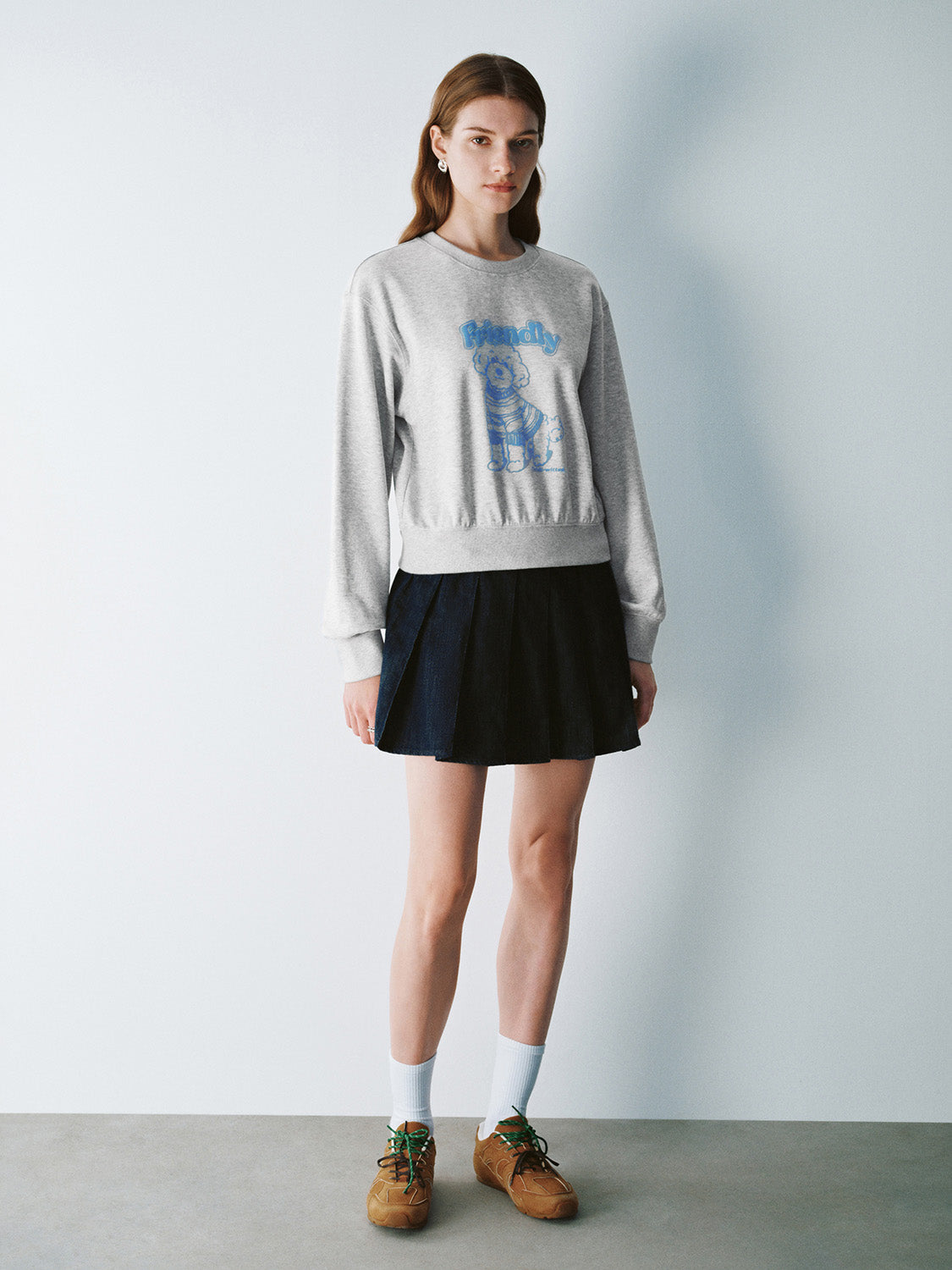 Printed Crew Neck Straight Sweatshirt