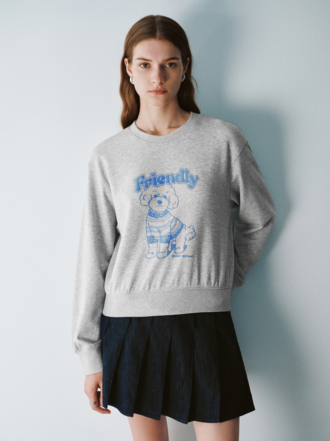 Printed Crew Neck Straight Sweatshirt