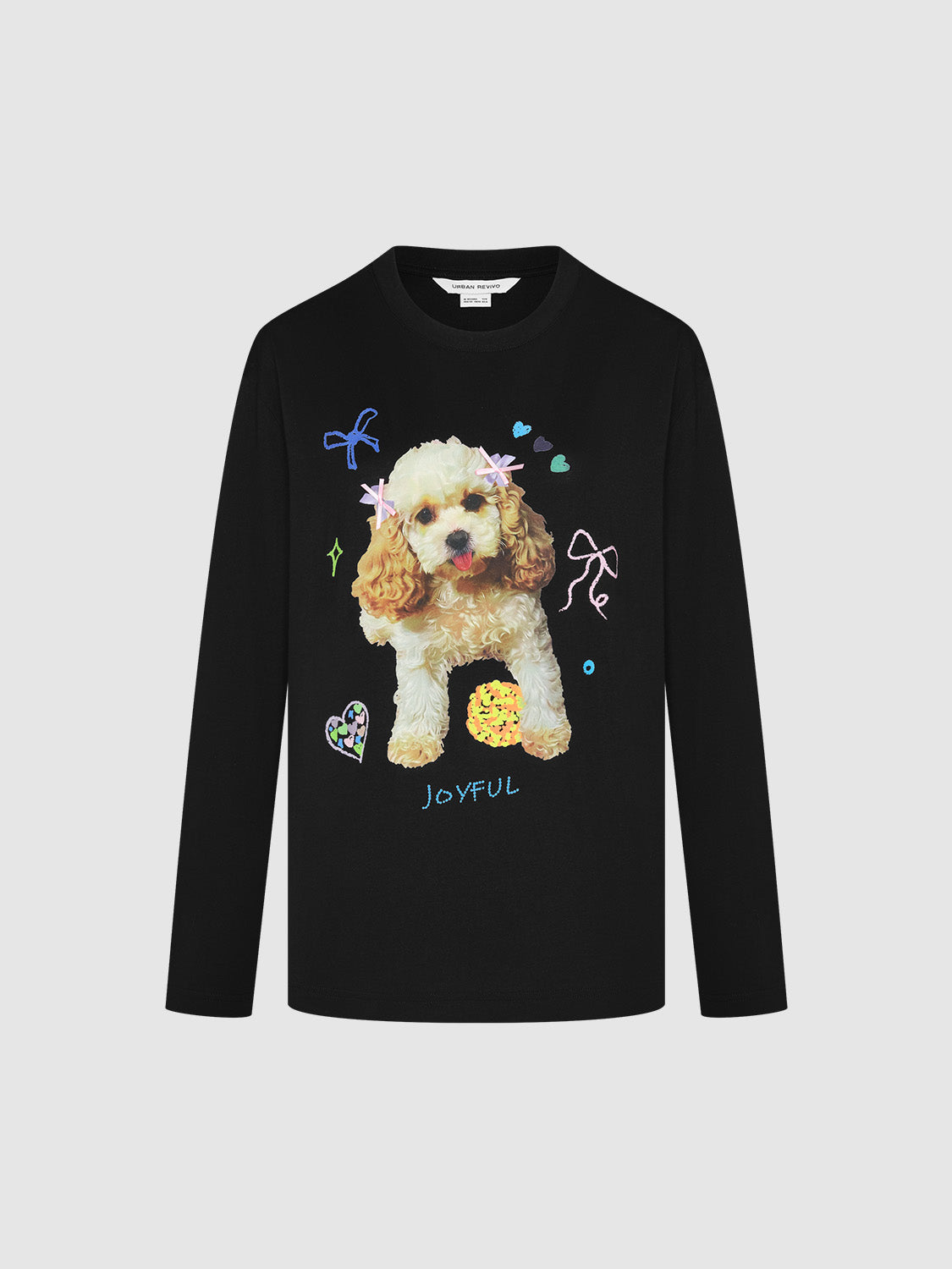 Dog Printed Crew Neck Straight T-Shirt