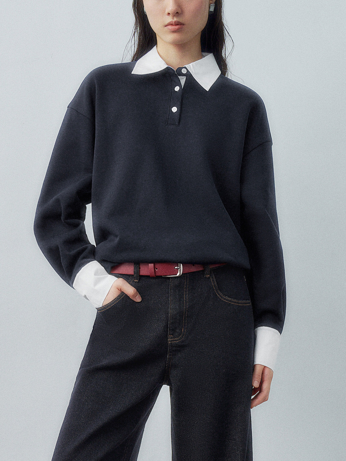 Shirt Collar Loose Sweatshirts