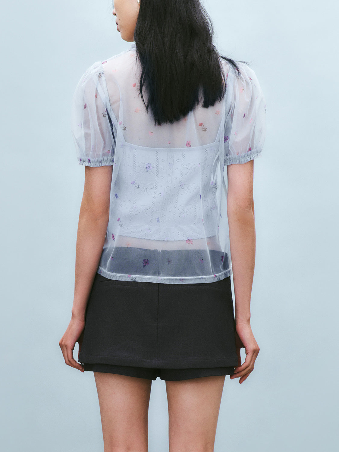 Sheer Floral Short Sleeve T-Shirts