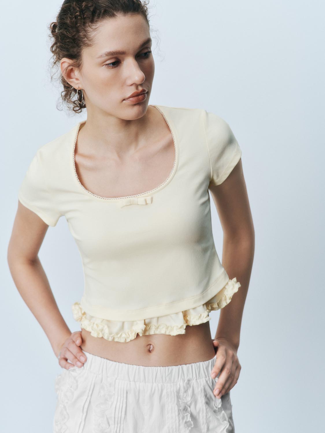 Frilled Hem Short Sleeve T-Shirts
