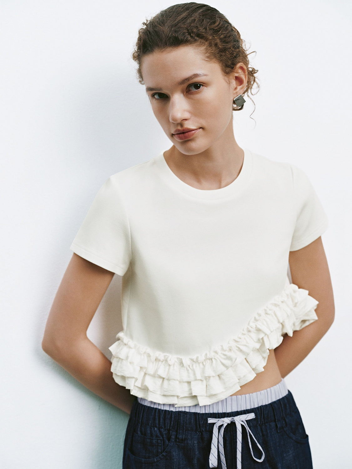Ruffle Hem Short Sleeve T-Shirts