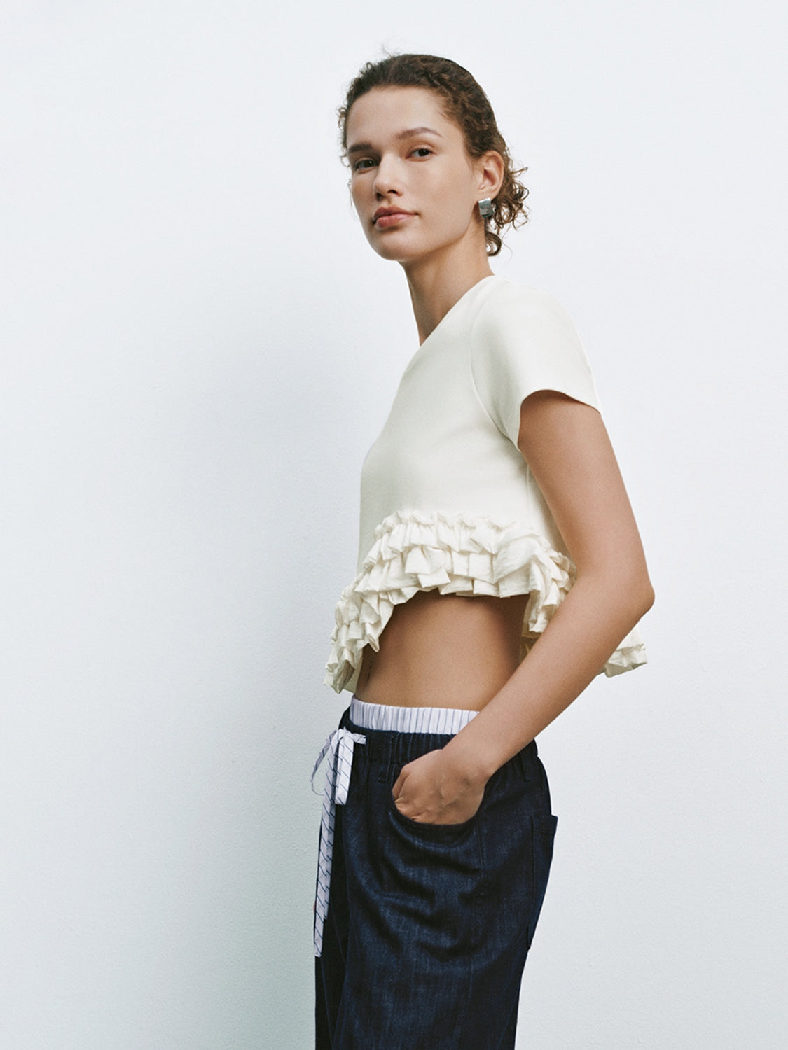 Ruffle Hem Short Sleeve T-Shirts
