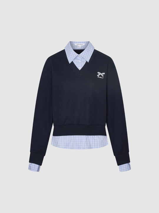 2 In 1 Contrast Check Sweatshirts