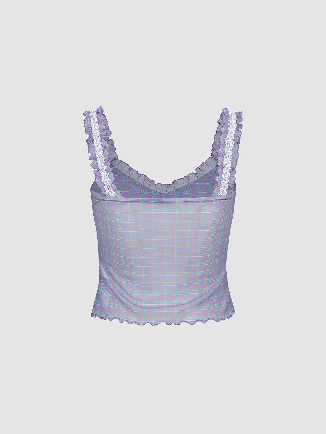 Ruffle Trim Strappy Check Tank Tops – URBAN REVIVO Singapore