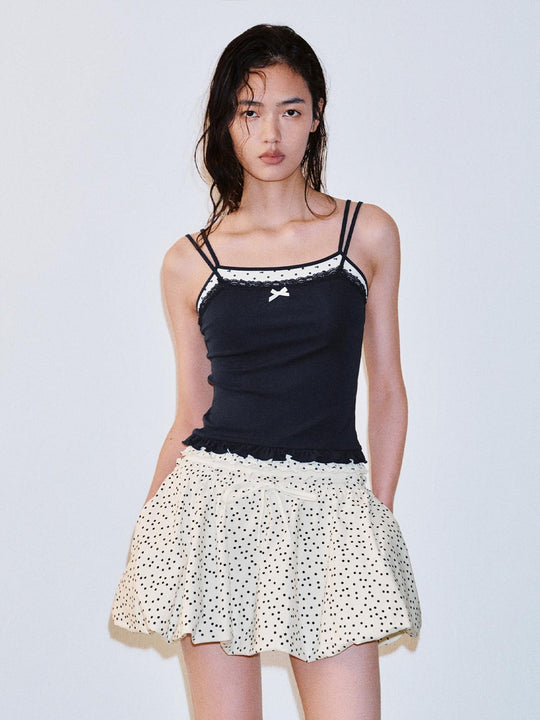 2 In 1 Ruffle Trim Strappy Tank Tops
