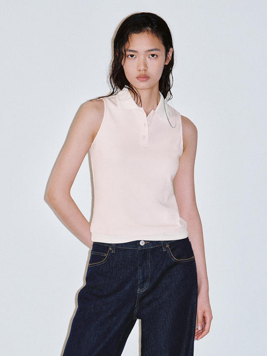 2 In 1 Contrast Sleeveless Polo Shirts