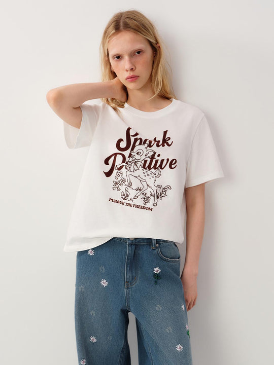 Cotton Deer Graphic Print T-Shirt