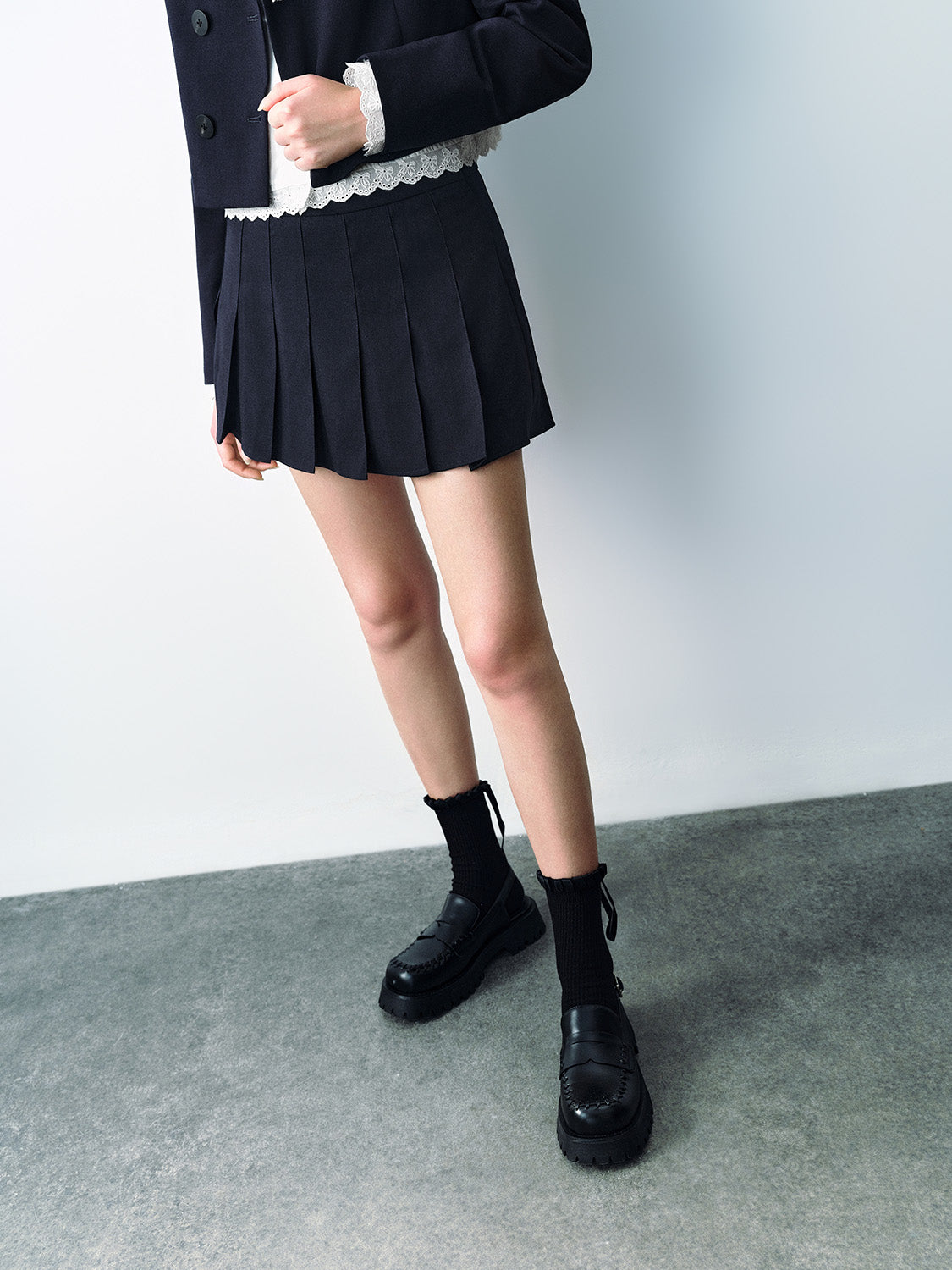 Pleated Mini A-Line Skirt