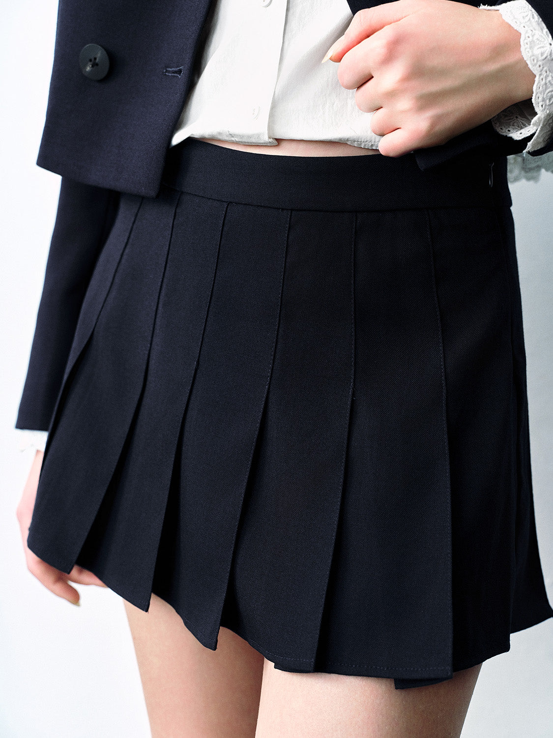 Pleated Mini A-Line Skirt