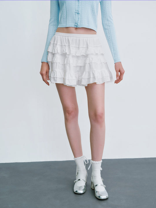 Elastic Waist Midi A-Line Skirt