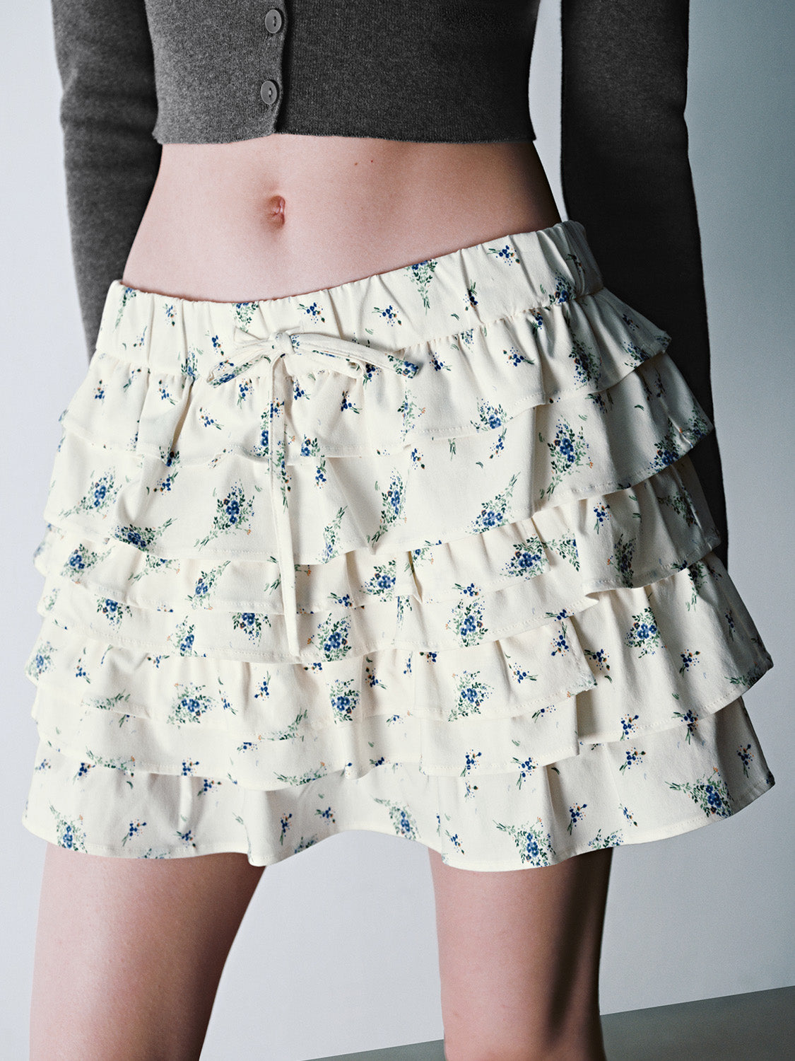 Elastic Waist Mini A-Line Skirt