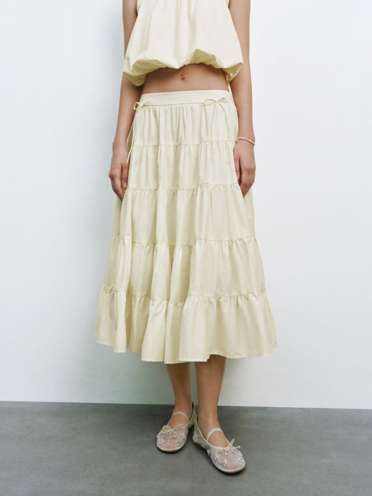 Tiered Midi A-Line Skirts