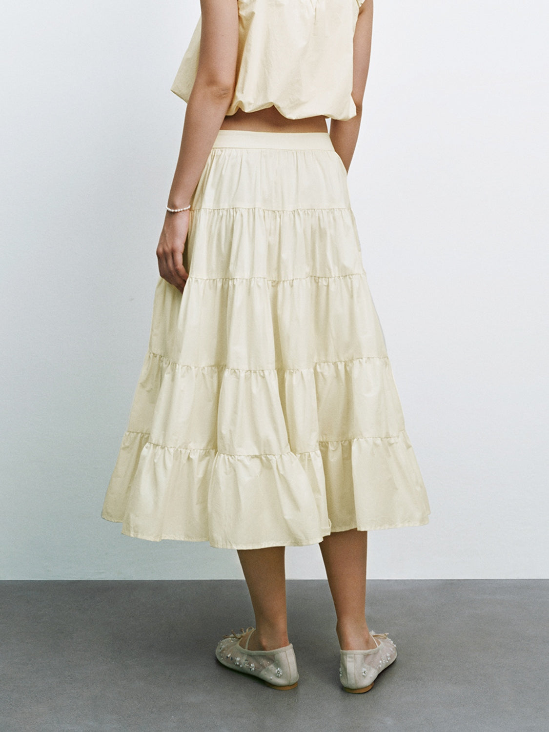 Tiered Midi A-Line Skirts