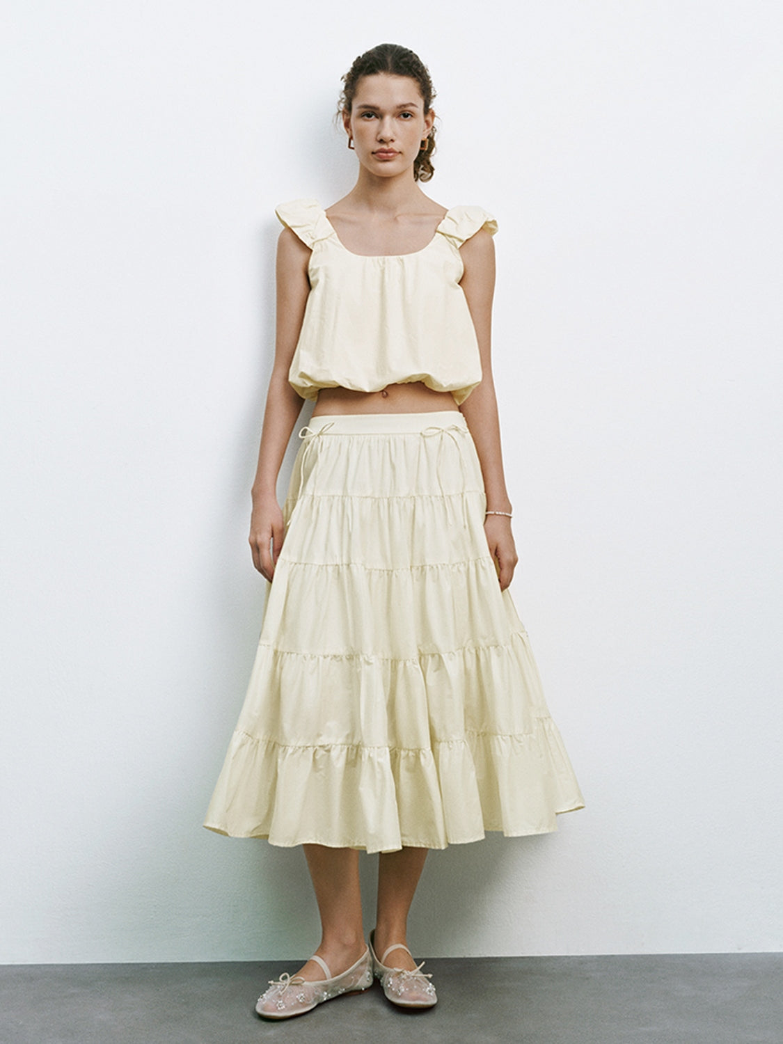 Tiered Midi A-Line Skirts