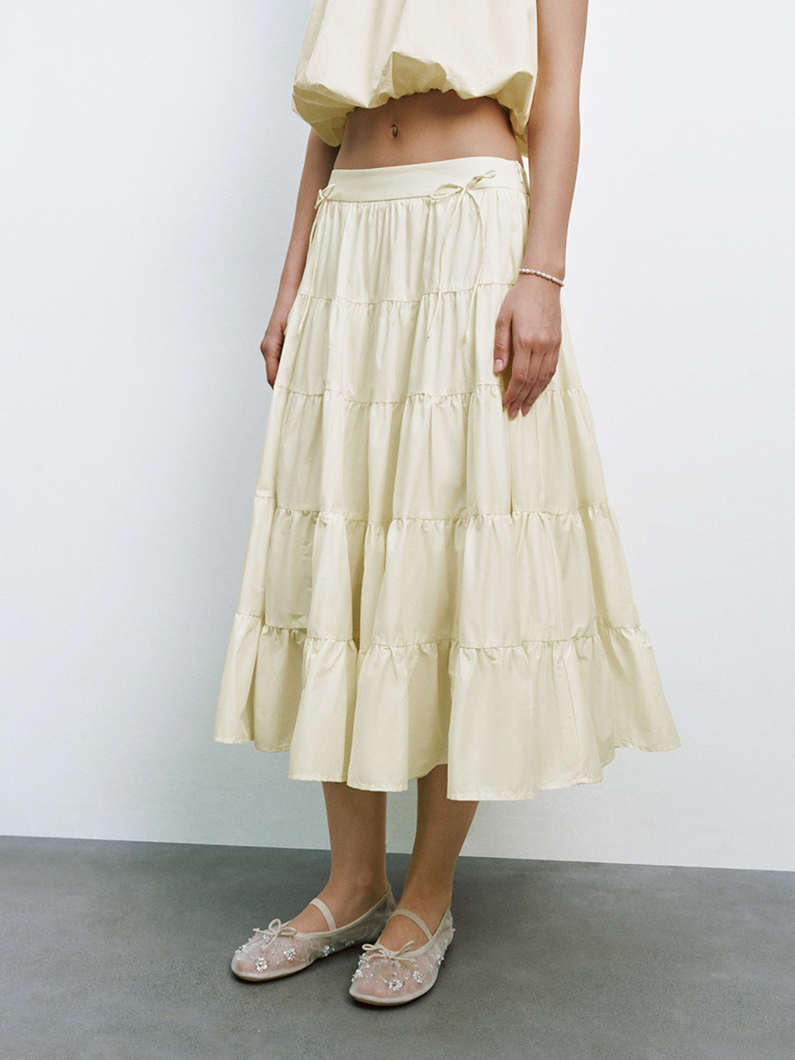 Tiered Midi A-Line Skirts