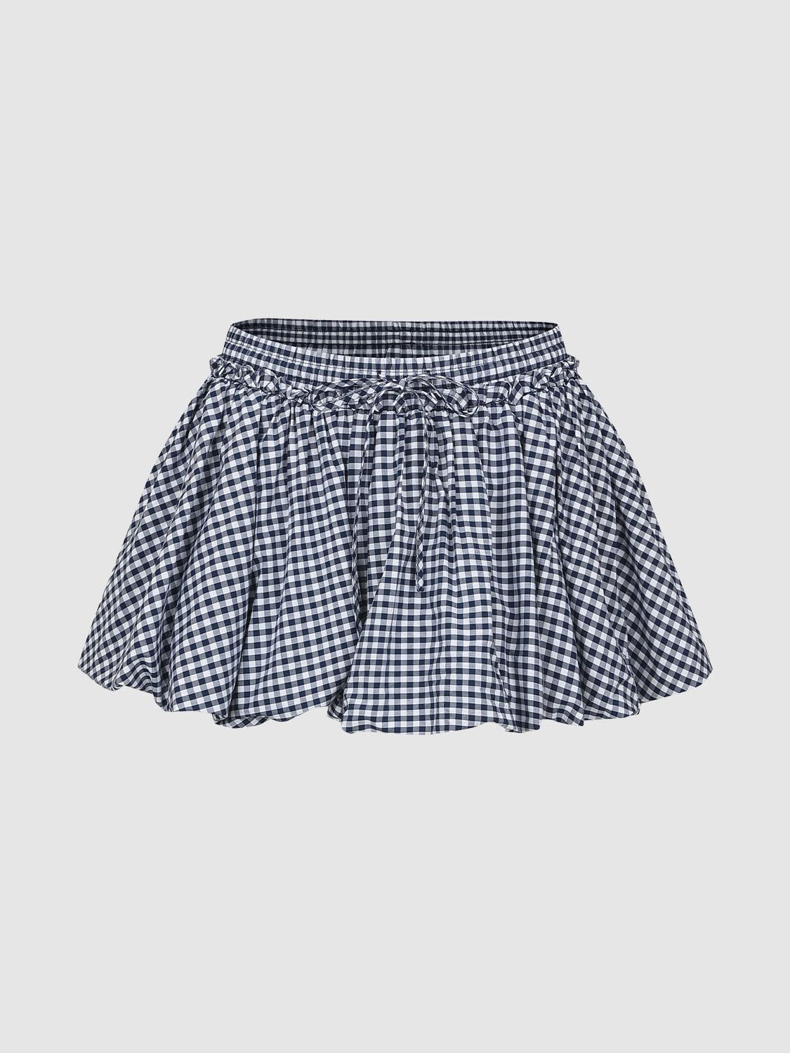 Plaid Ruffle Mini Skirts