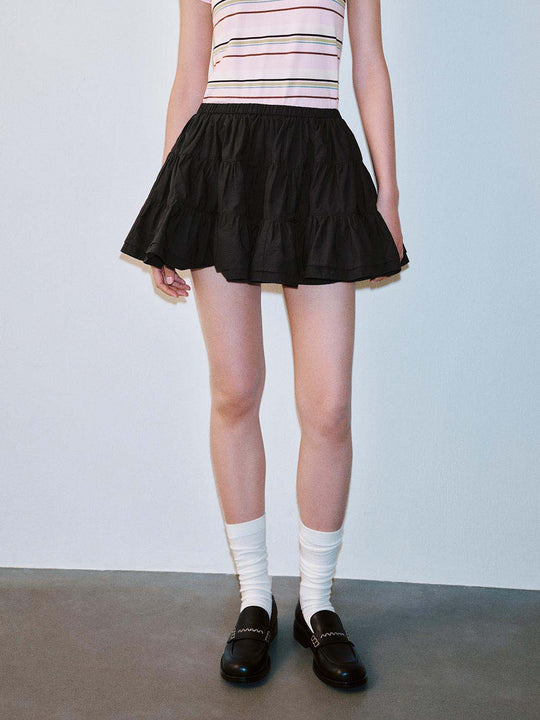 Shirring Detail Pull On Mini Skirts