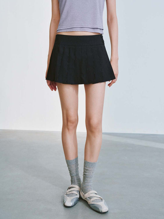 Pleated A-Line Mini Skirts