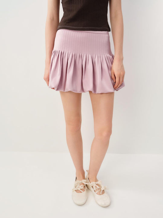 Bubble Hem Gathered Mini Skirt