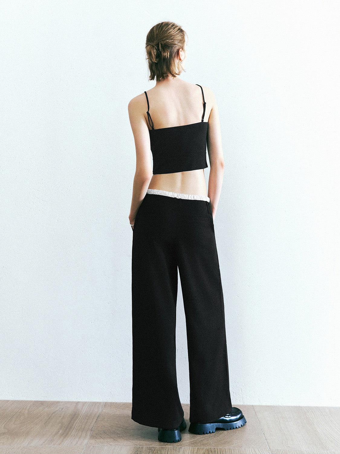 Drawstring Waist Wide-Leg Pants