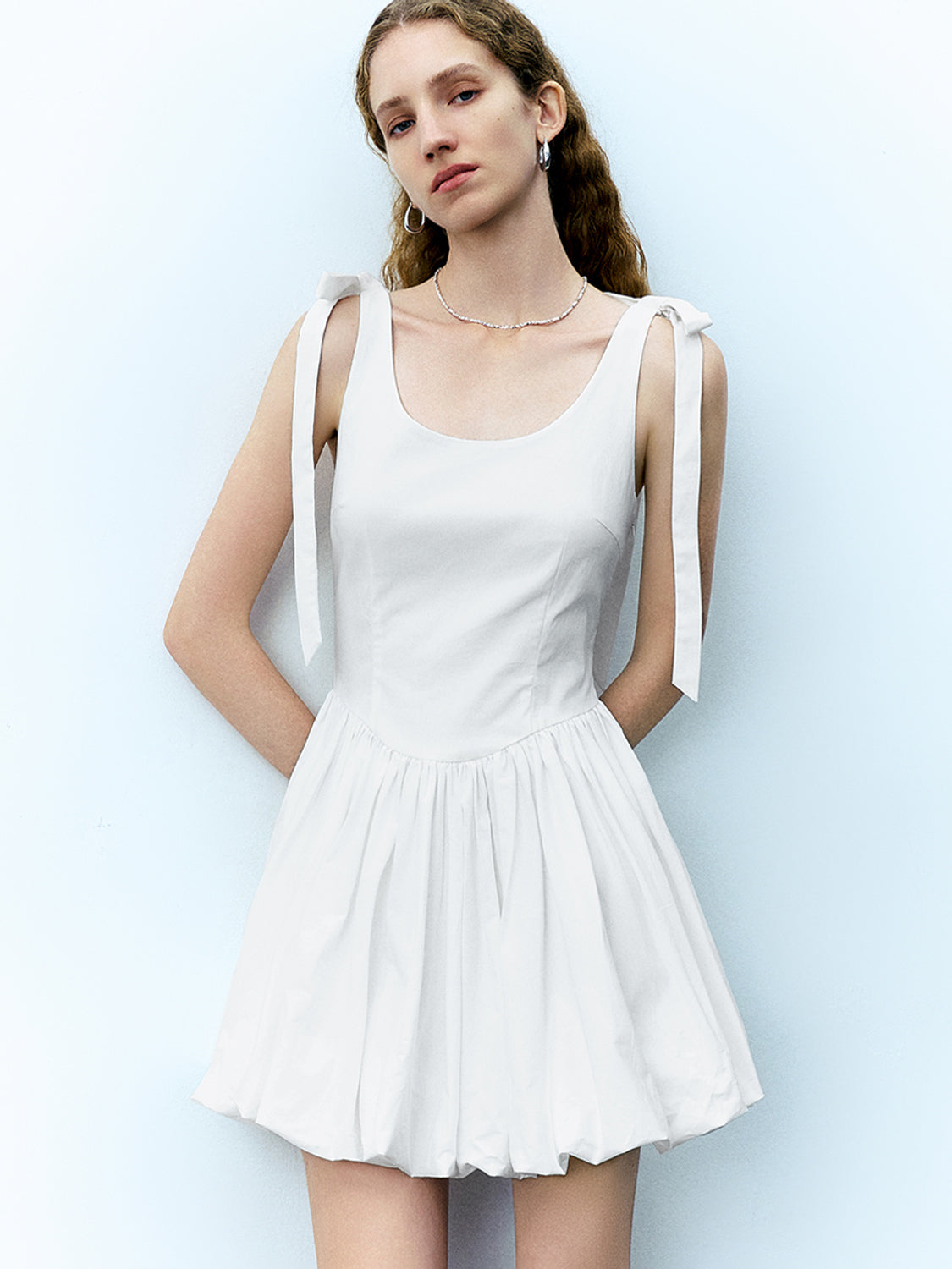 Bubble Hem U Neck A-Line Dress