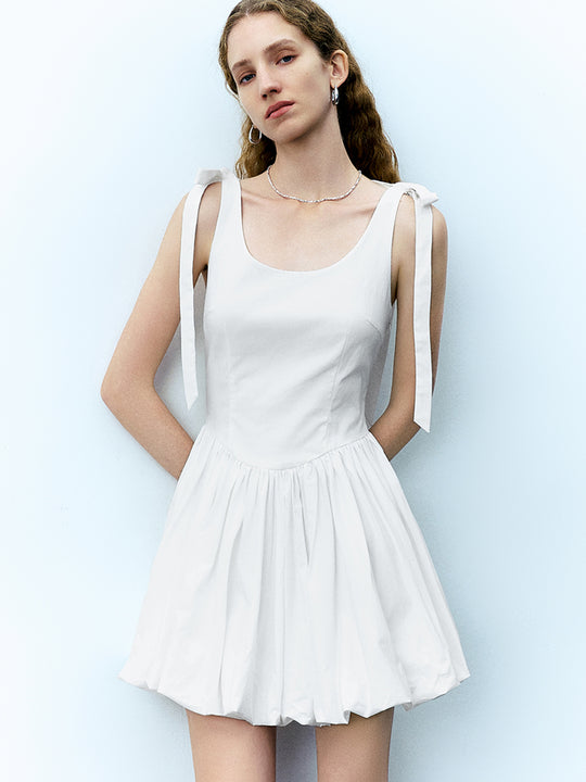 Bubble Hem U Neck A-Line Dress