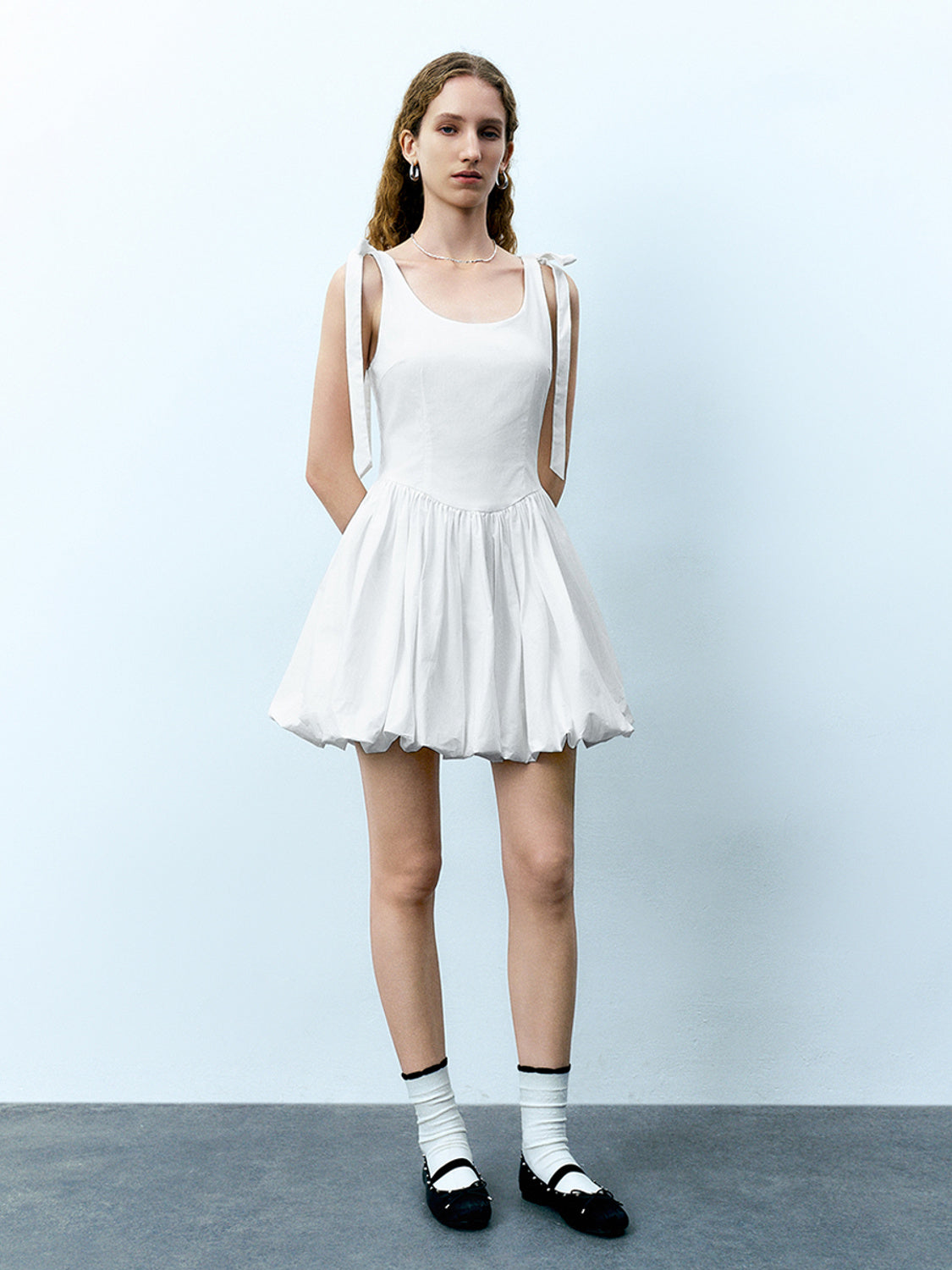 Bubble Hem U Neck A-Line Dress