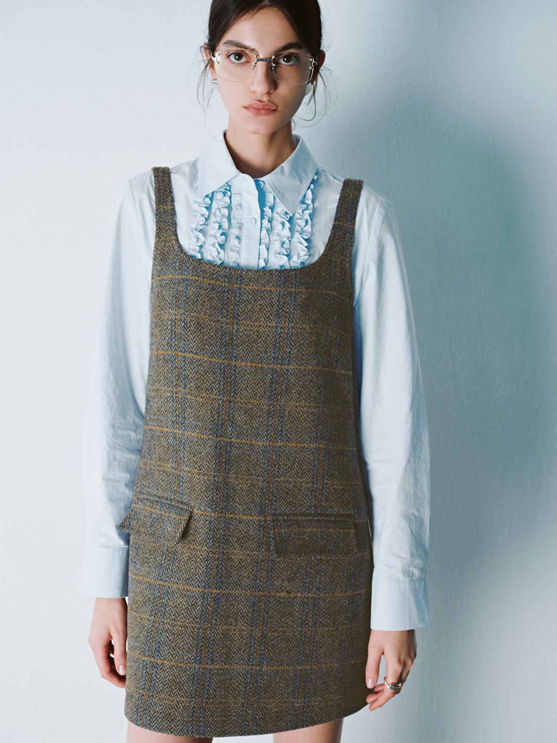 Plaid Straight Pinafore Dresses