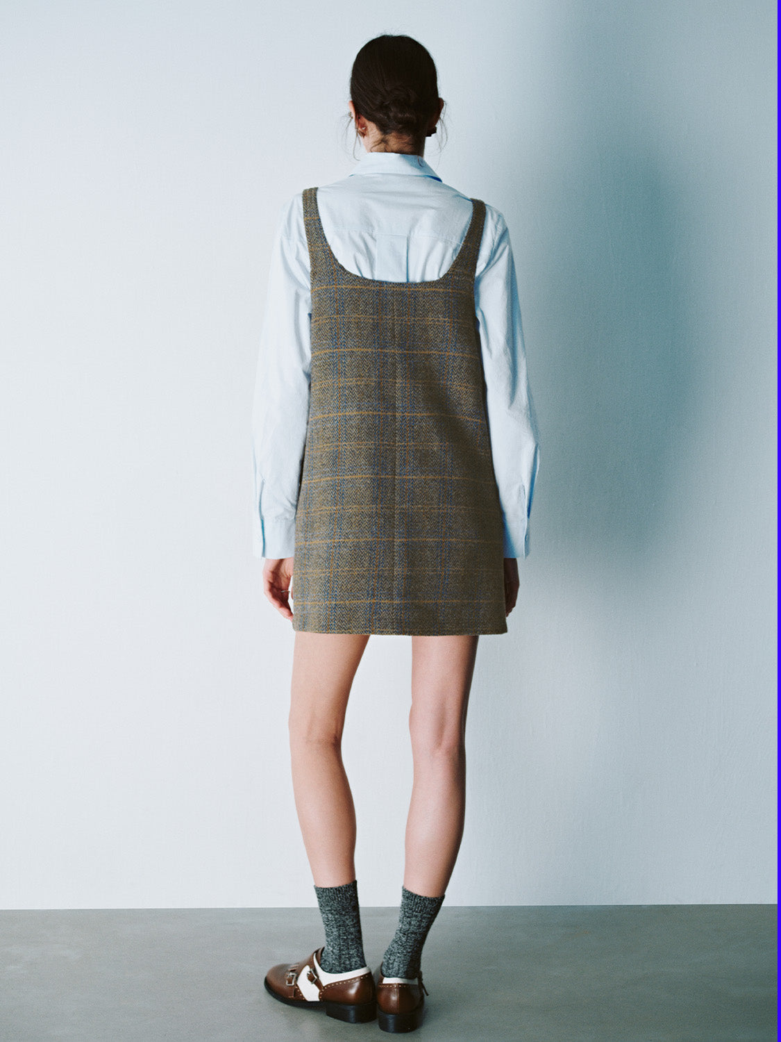 Plaid Straight Pinafore Dresses