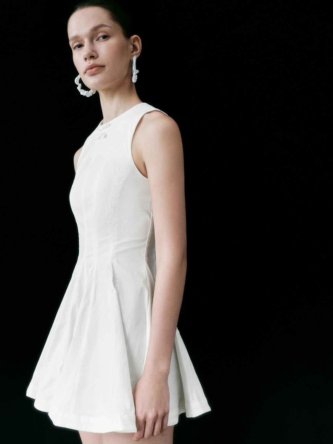 Flared Pleated Sleeveless Dresses