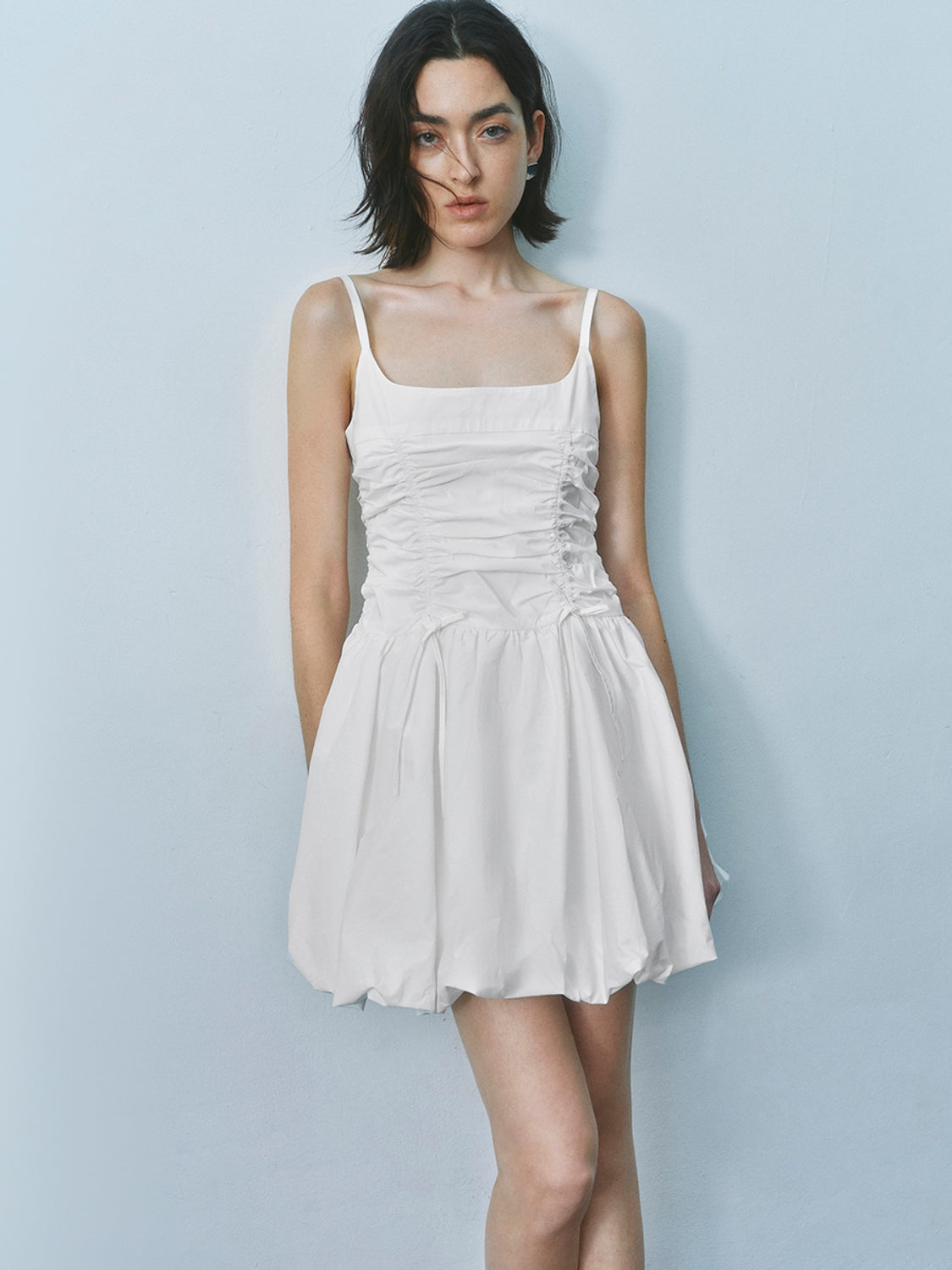 Shirred A-Line Mini Dresses