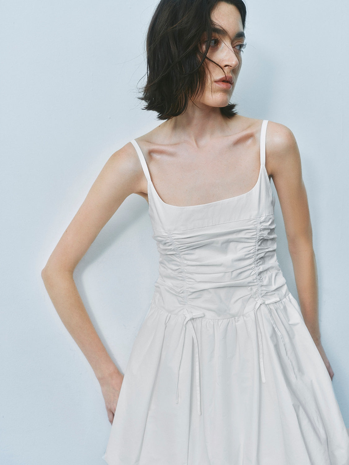 Shirred A-Line Mini Dresses