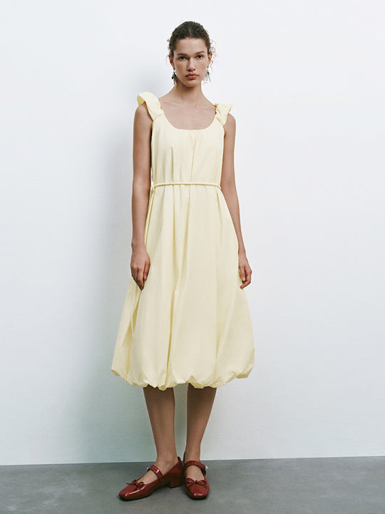 Wide Strap Ruffle Maxi Dresses