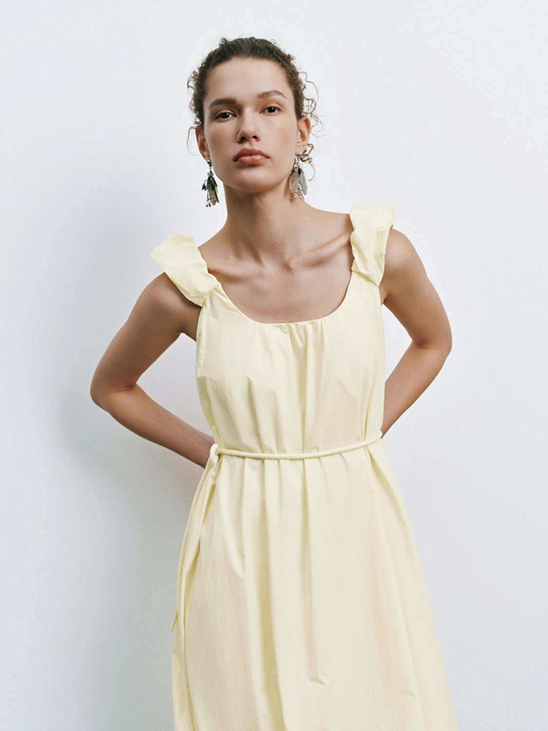 Wide Strap Ruffle Maxi Dresses