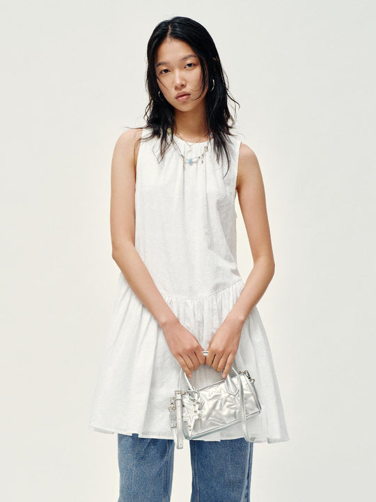 Cutwork Sleeveless A-Line Midi Dresses